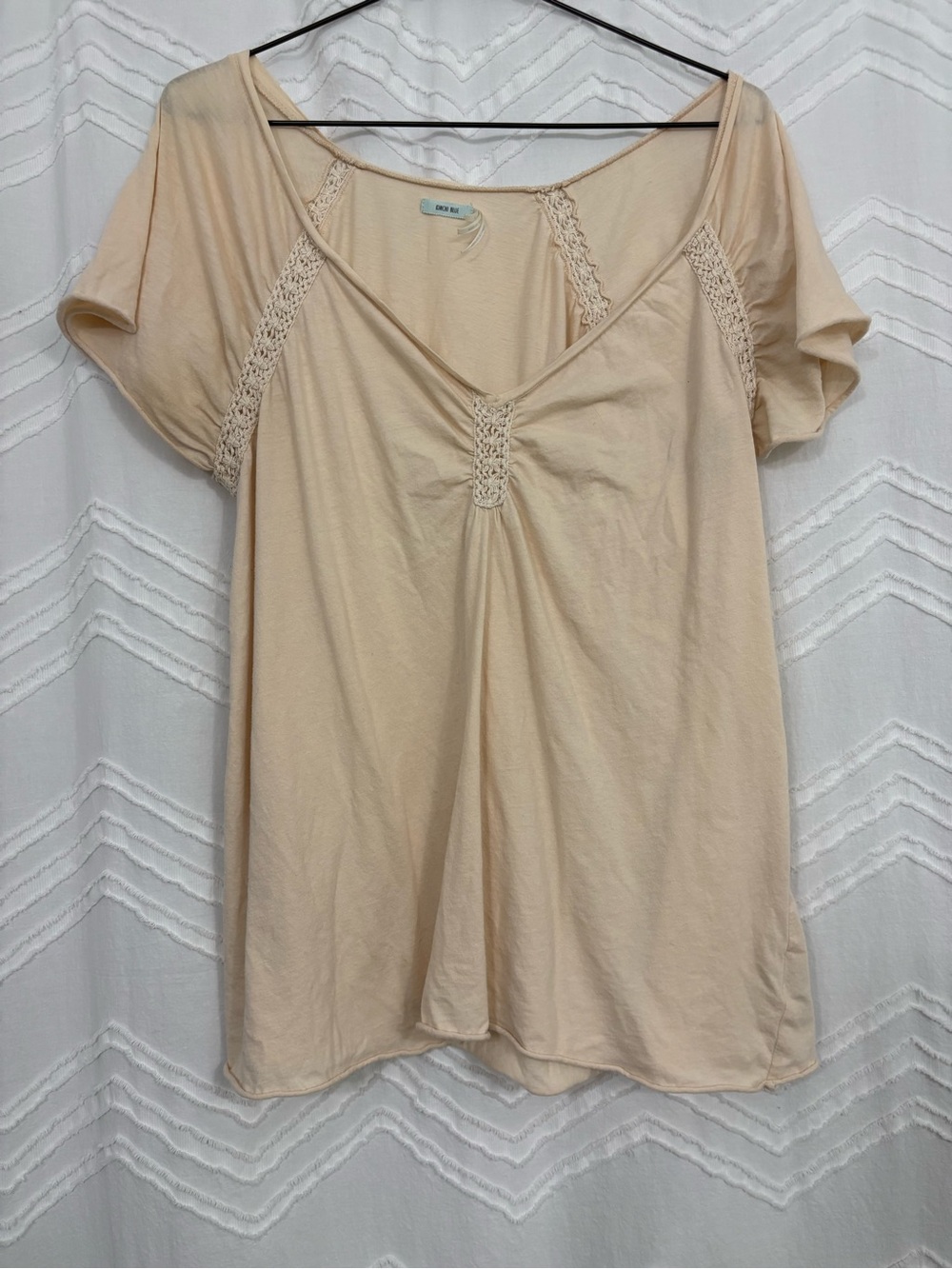 Kimchi Blue Short Sleeve V-Neck Top with Lace Trim